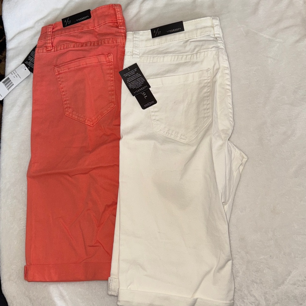 Liverpool Men's Slim Jeans in Coral and Off-White 12” - Picture 2 of 3